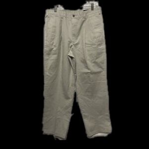 aka eddie bauer mens khaki trouser pant twill chino pleat front 100% cotton 35